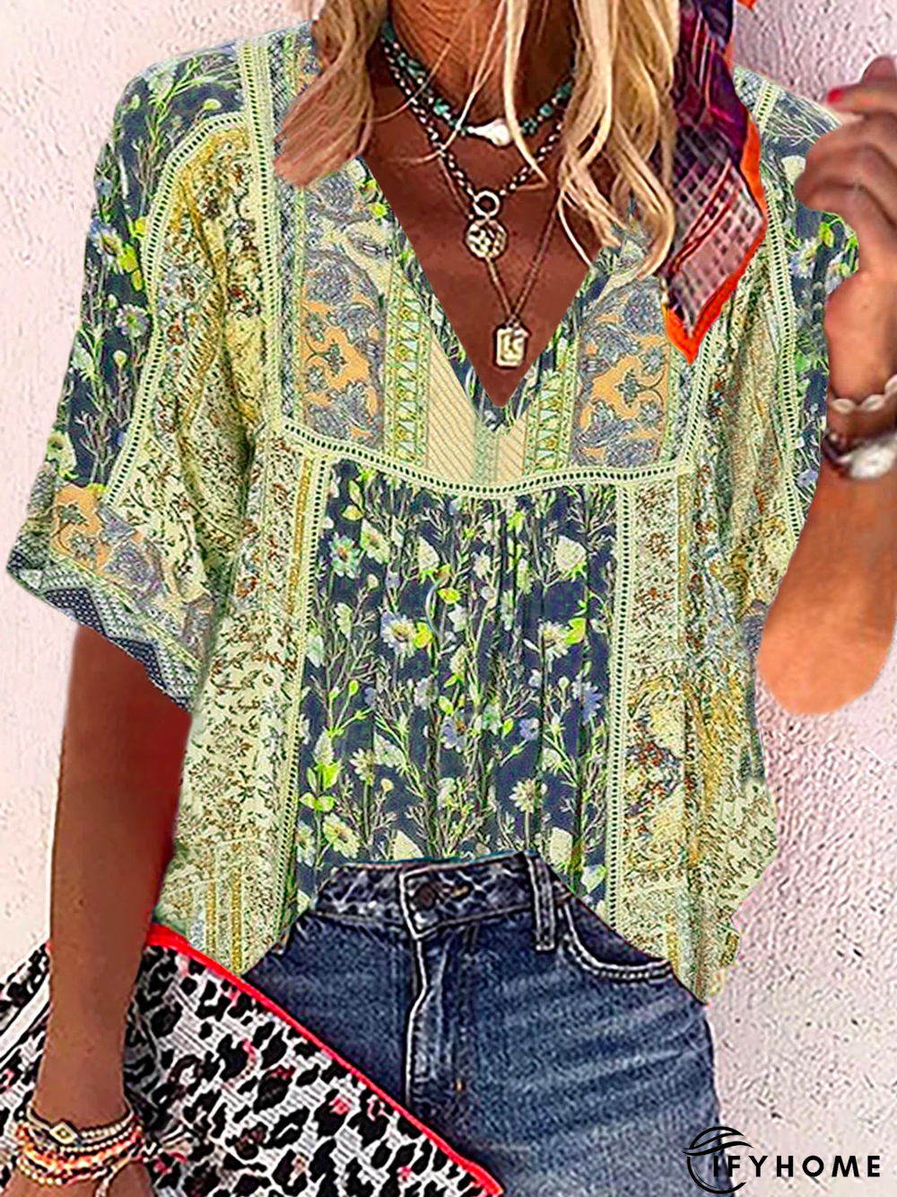 Boho Casual Half Sleeve Floral Blouse | IFYHOME