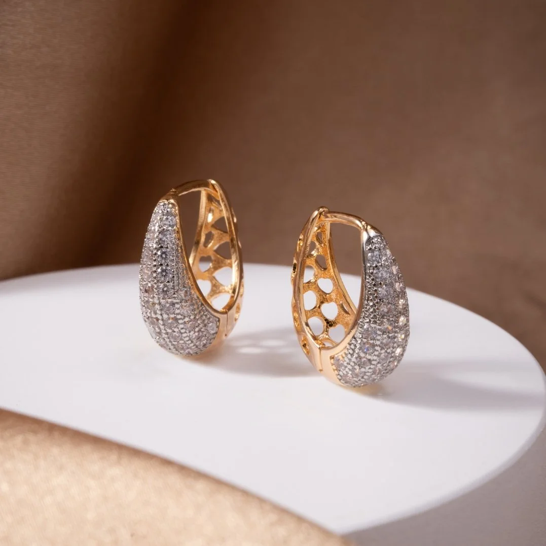 Crystal Hollowout Hoop Earrings