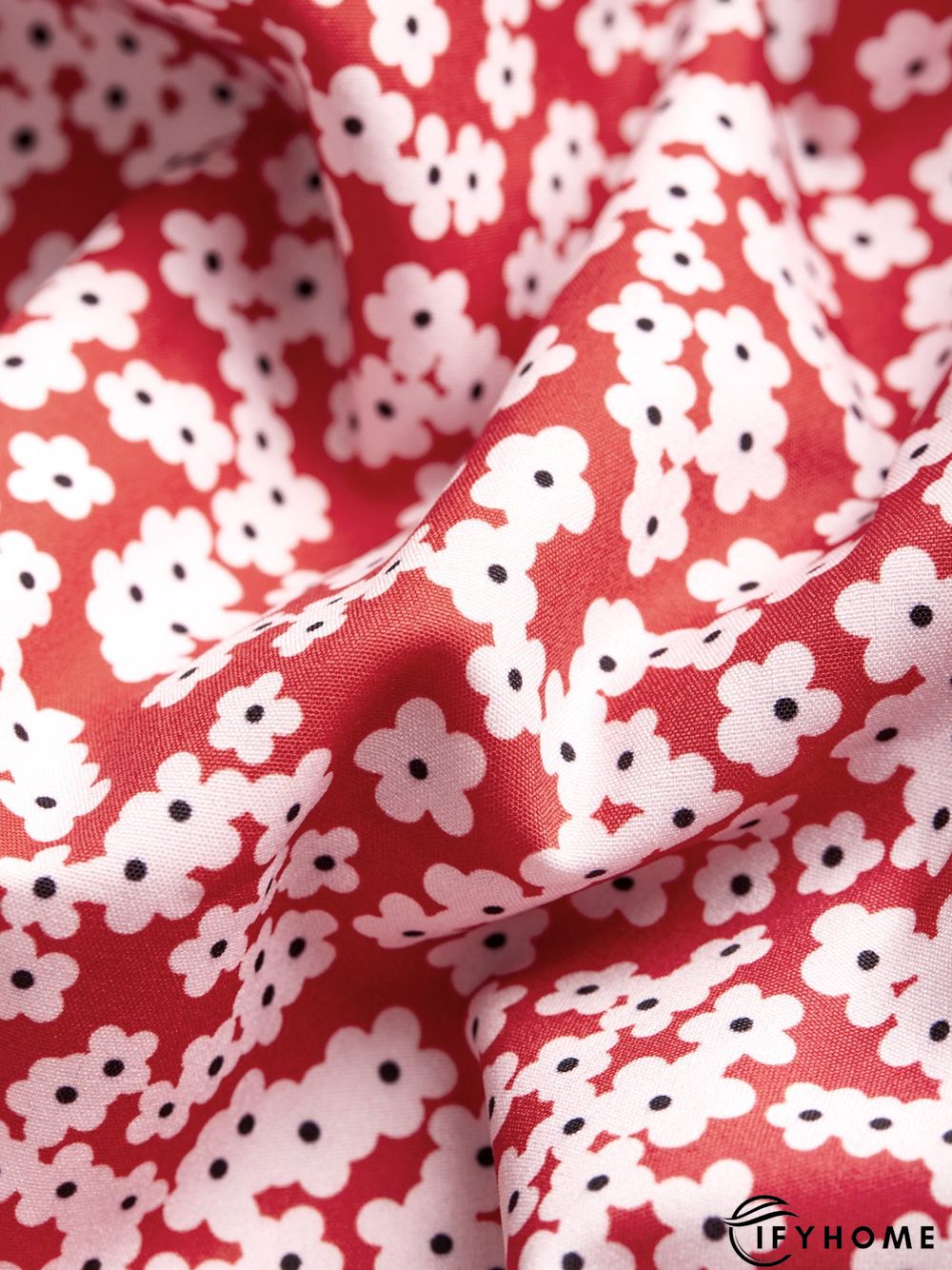 Women's Swing Dress Casual V Neck Loose Short Sleeve Floral Ruched Print Boho Dress | IFYHOME