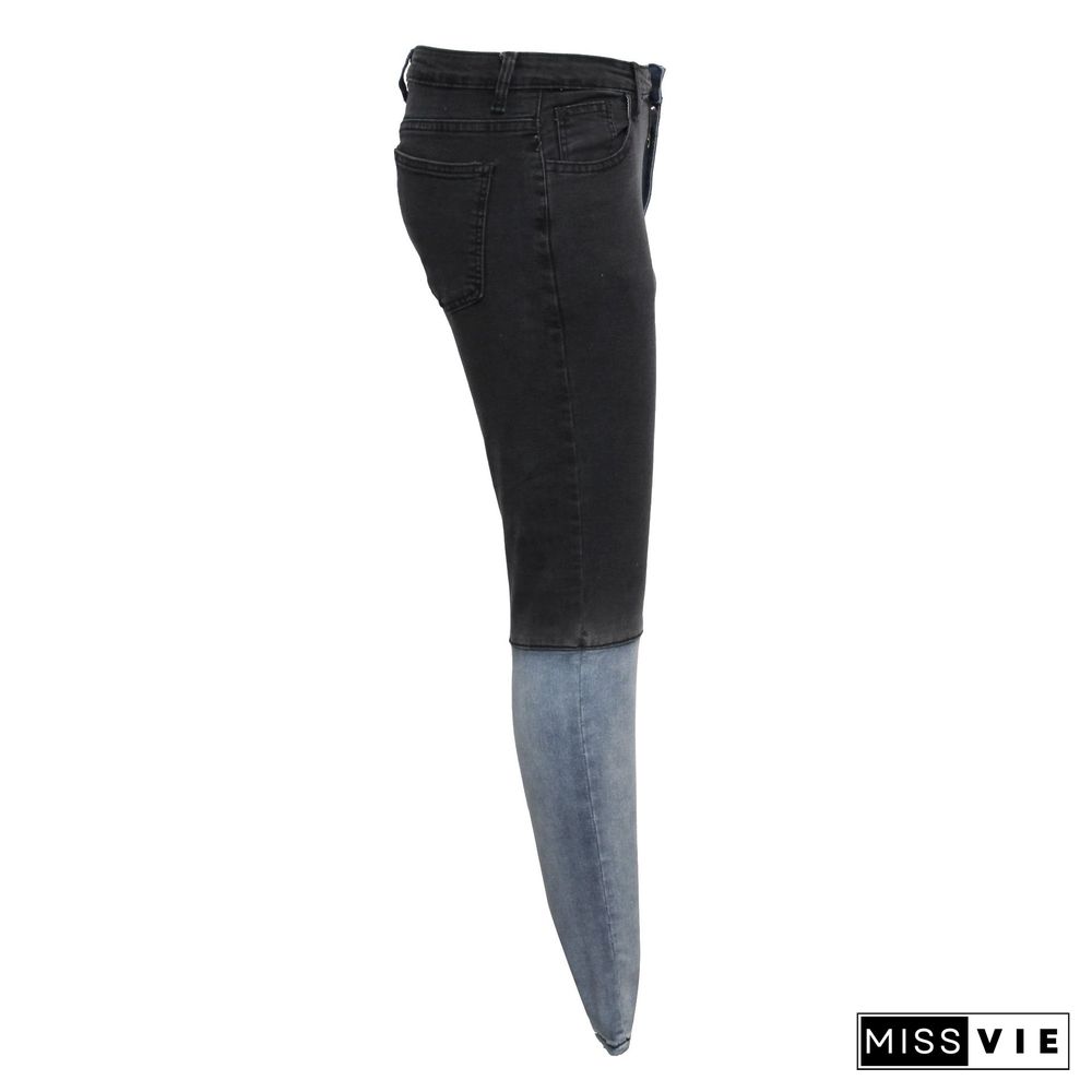 Autumn Fashion Women Clothing High Waist Streetwear Vintage Patchwork Plus Size Pencil Jeans