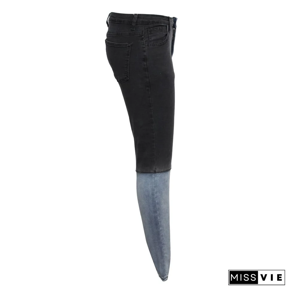 Autumn Fashion Women Clothing High Waist Streetwear Vintage Patchwork Plus Size Pencil Jeans