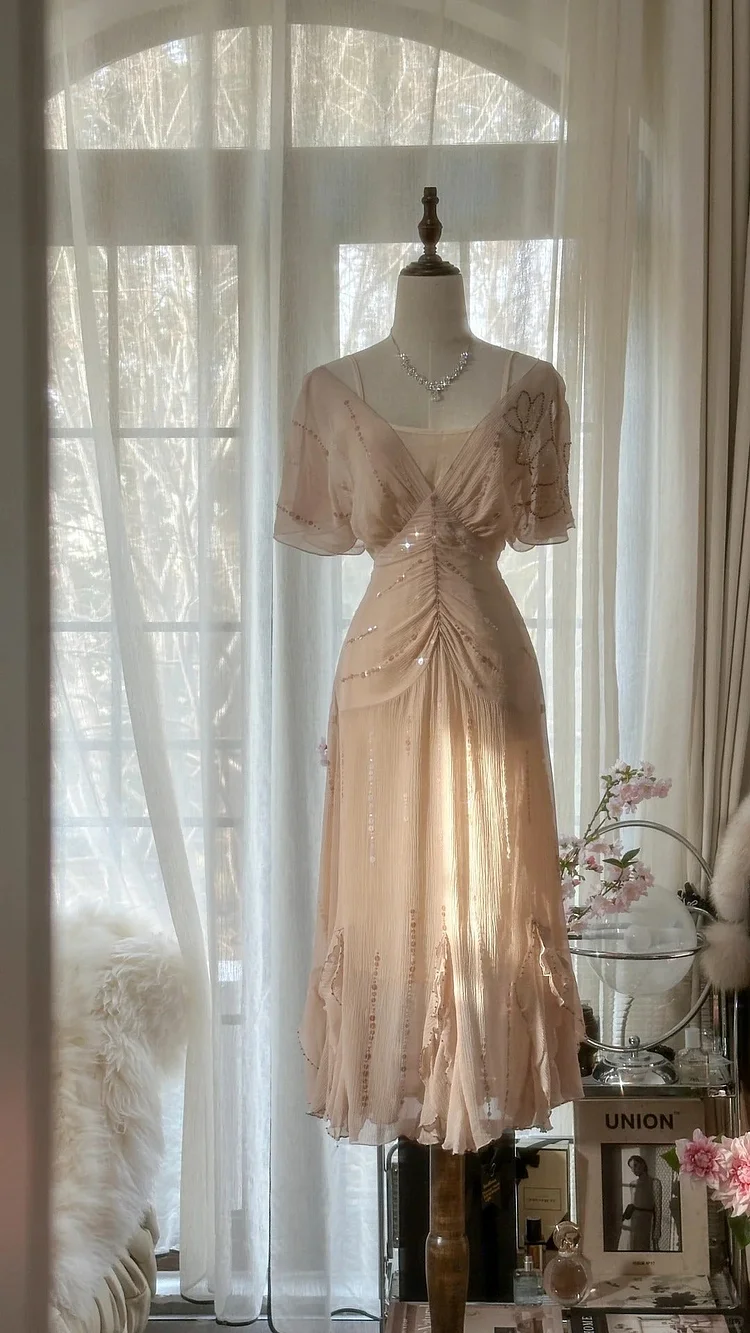 Lit Pink Romantic Gorgeous Exquisite Elegant Beaded Long Chiffon Evening Dress Prom Dress Prom Dress Birthday Vacation Party Dress