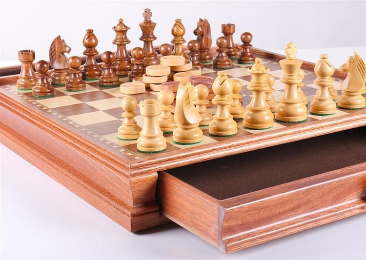15" Staunton Chess & Checker Set