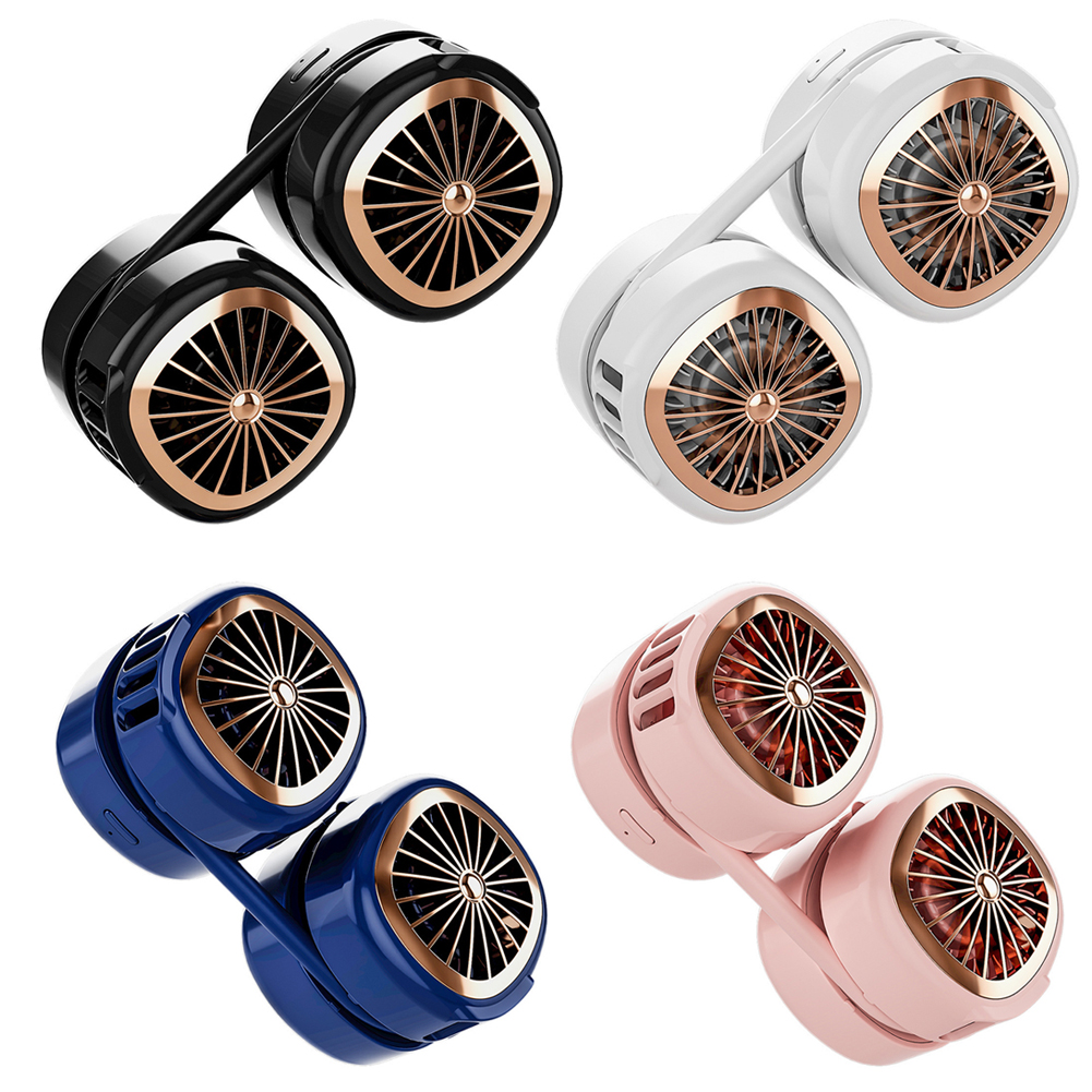 

Neck Hanging Fan Handheld USB Mute Sports 4 Speed Neckband Leafless Fans, White, 501 Original