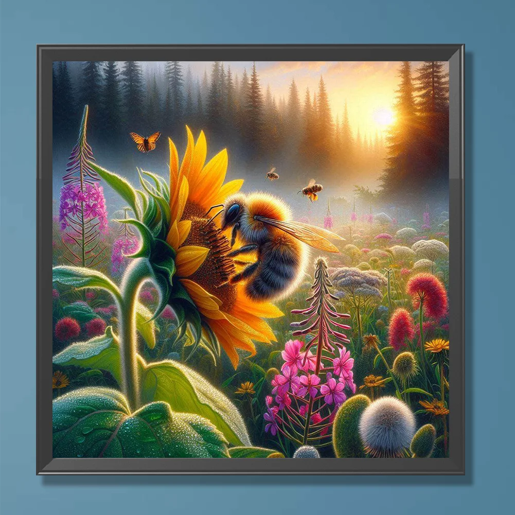 Diamond Painting - Full Round Drill - Flower Bee(Canvas|30*30cm)