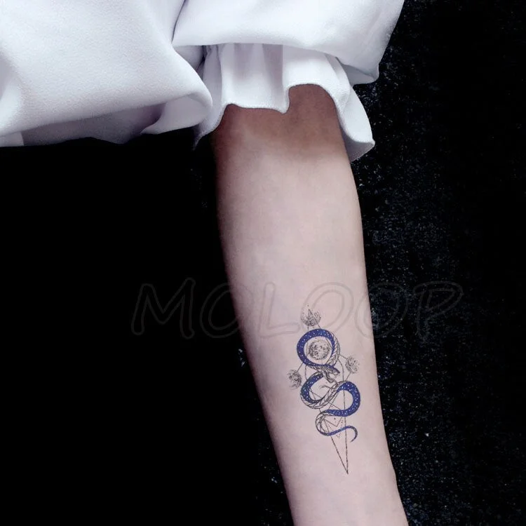 Tattoo Sticker Mermaid Little Element Small Devil Fish Jellyfish Whale Sea Animal Water Transfer Temporary Fake Body Art Tatoo