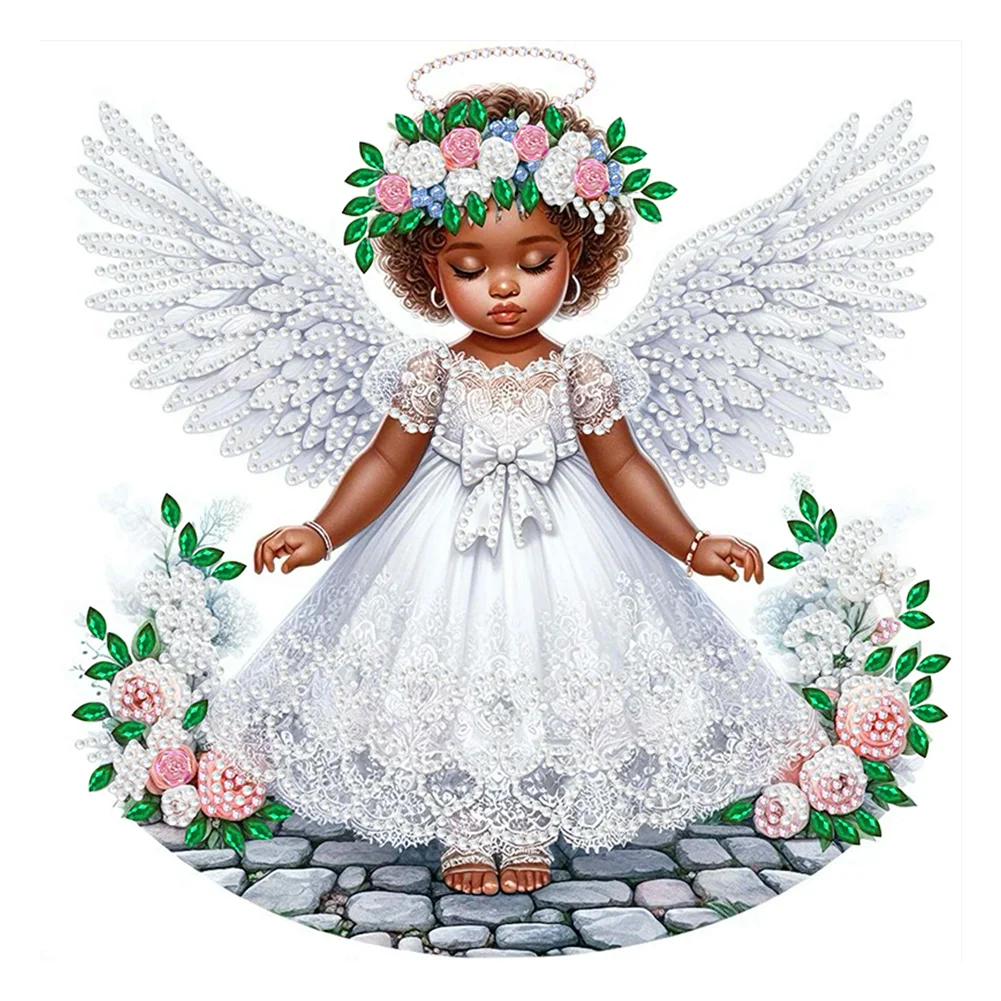 Partial Special-shaped Crystal Rhinestone Diamond Painting - Angel Child(Canvas|30*30cm)