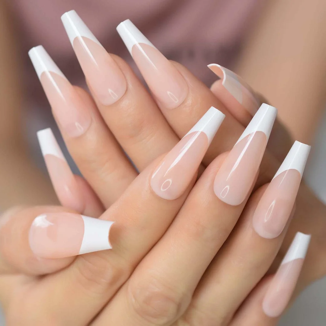24PCS Short Mixed Complexion White Square Fullcover Nails Gels Nails False Nails Wholesale Press On Nails With Designed-Nail Inspo
