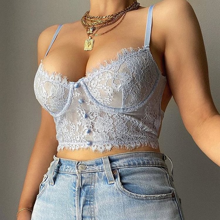 Backless Lace Camisole Women Backless Crop Top Ladies Summer Vintage Underwire Sexy Vest Top - Shop Trendy Women's Clothing | LoverChic