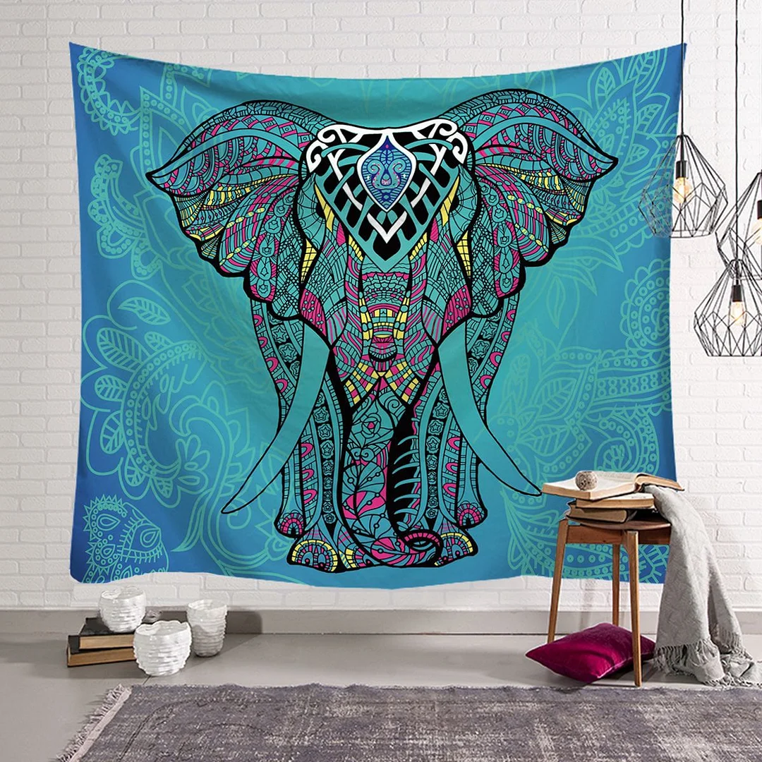 Bohemian Mandala Elephant Tapestry Wall Hanging Sandy Beach Picnic Throw Rug Blanket Camping Tent Travel Sleeping Pad Bedspread