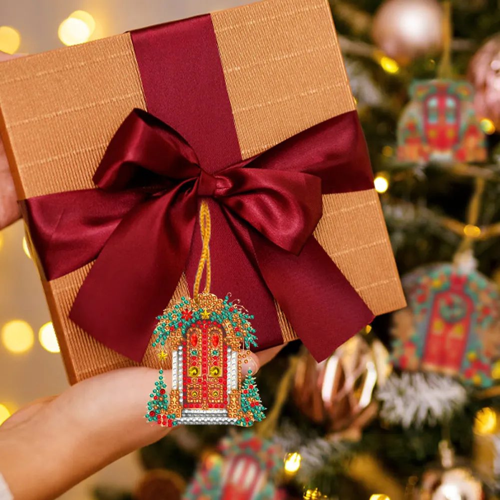 8Pcs DIY Christmas Door Acrylic Special Shaped Christmas Theme Diamond Painting Hanging Decorations