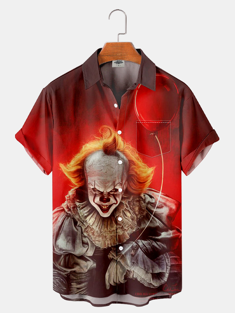 Men'S Halloween Movie Thriller Character JOKER Printed Shirt PLUSCLOTHESMAN