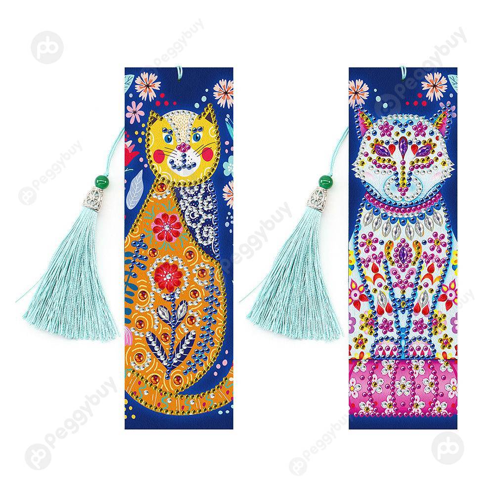 

2x Cat-DIY Creative Diamond Bookmark, 501 Original