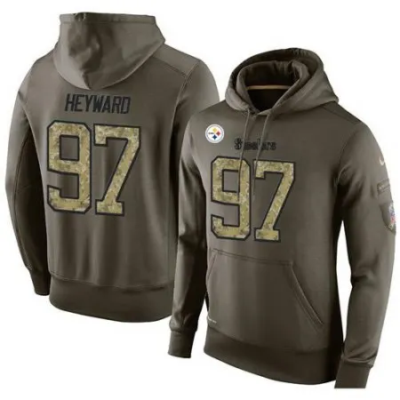NFL Men's  Pittsburgh Steelers #97 Cameron Heyward Stitched Green Olive Salute To Service KO Performance Hoodie