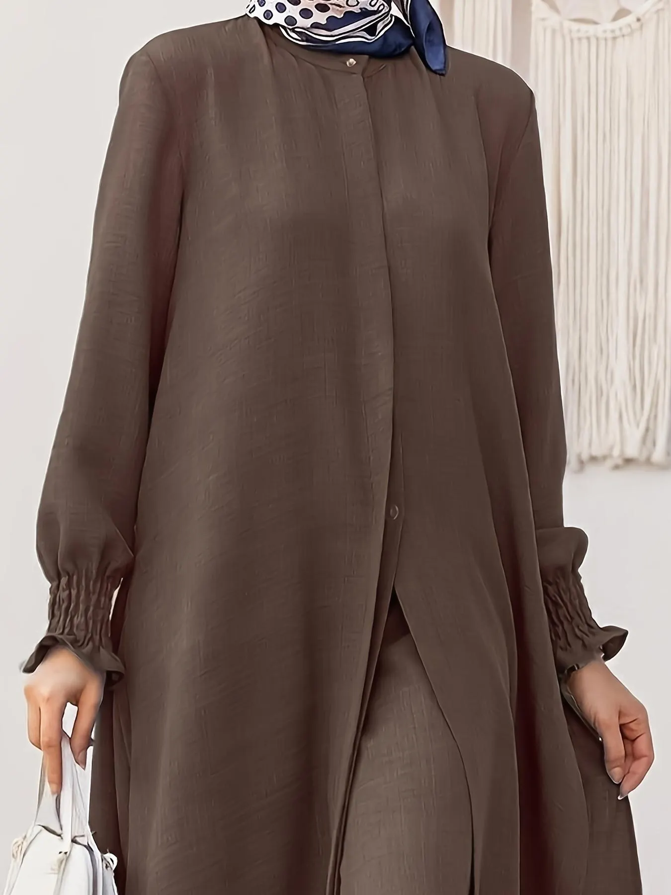 Arabian Style Modesty Two-Piece Set for Muslim Women Long Sleeve Shirt & Pants, Plus Size, Perfect for Spring & Fall Seasons