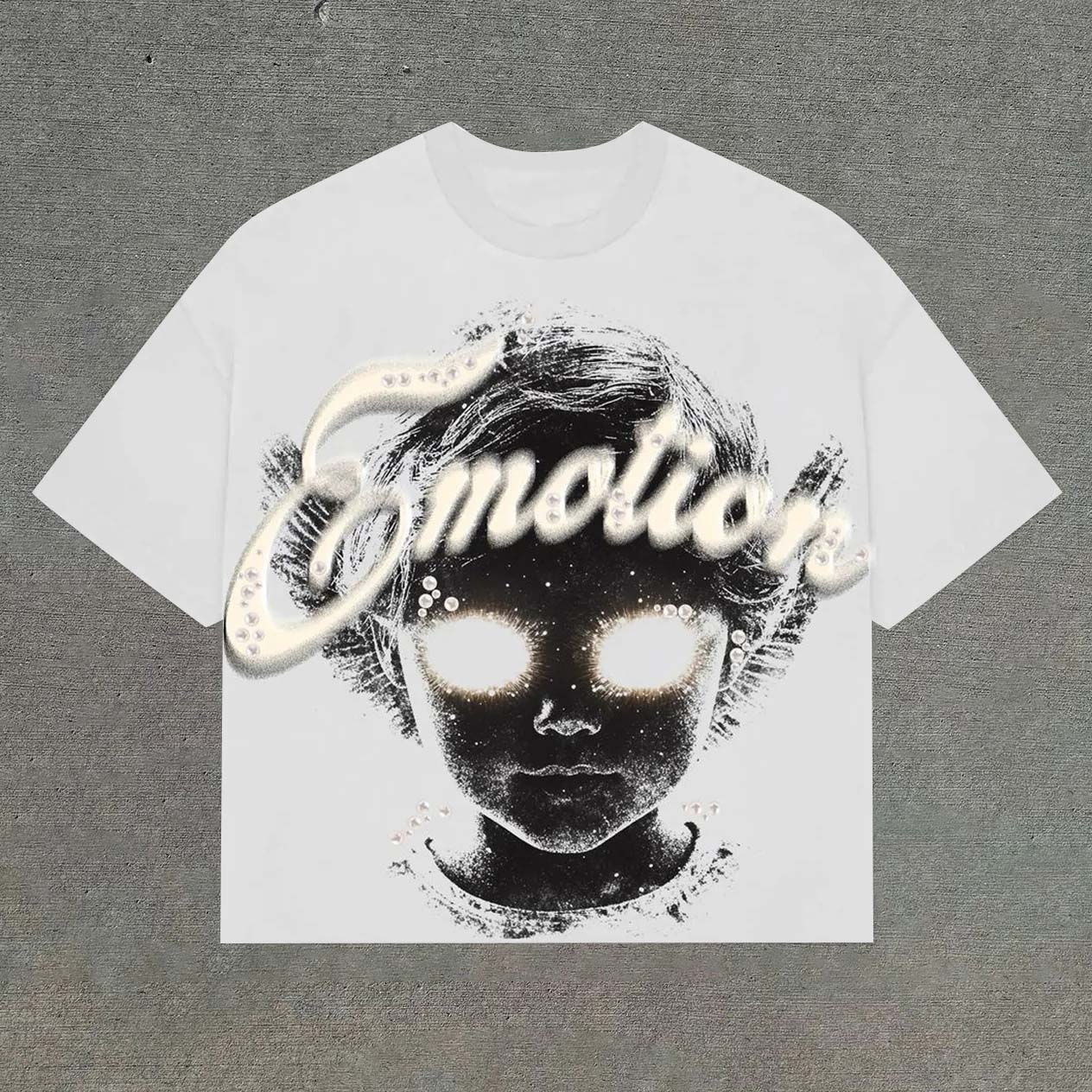 Mixed Emotion White “Pearl” Cropped Cotton Short Sleeve T-Shirt