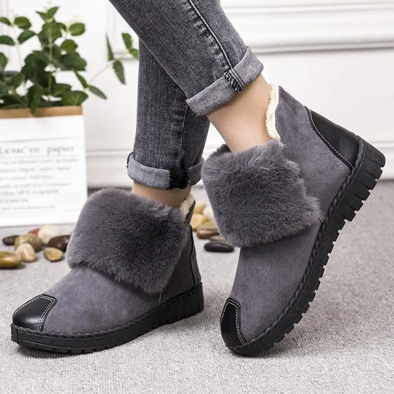 2019 Winter New Women's Boots Flat Snow Boots Plus Velvet Thick Casual Casual Women's Cotton Shoes Zapatos Con Cordones De Mujer
