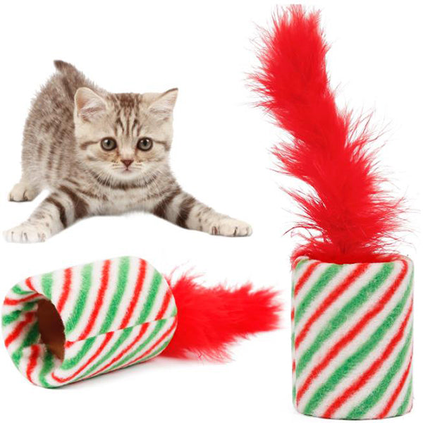 Christmas paper tube cat toy