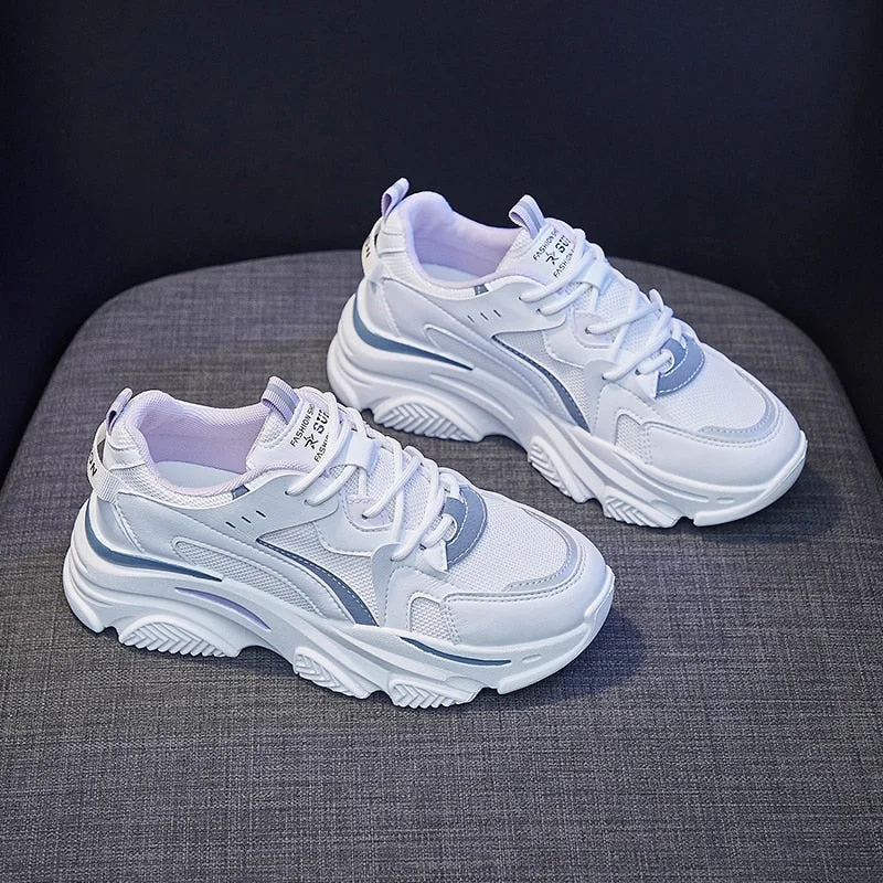 Fashion Women's Chunky Sneakers 2021 Platform Sports Shoes Summer White Sneakers Vulcanized Casual Shoes Tennis Female Basket