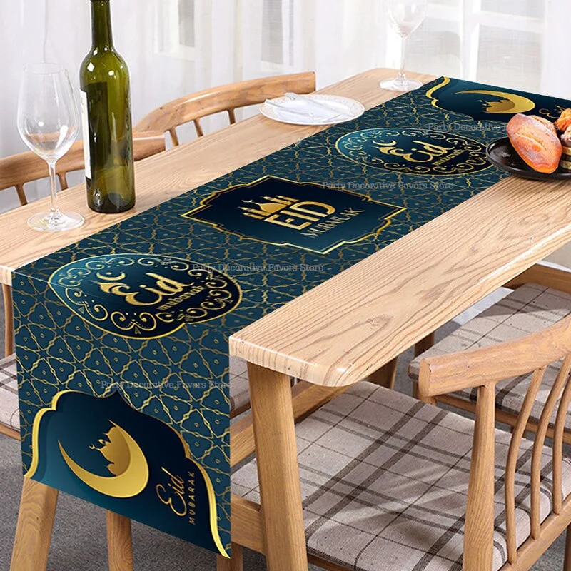 180x35cm Eid Mubarak Table Runner Ramadan Decoration For Home Islamic Muslim Party Decor Ramadan Kareem Eid Al Adha Gift