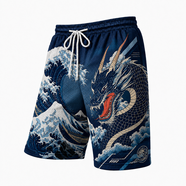 Techwear Ocean Dragon Athletic Shorts
