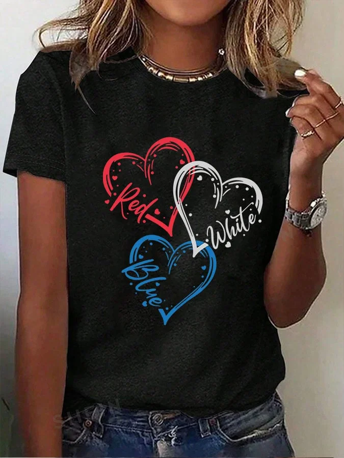 Women's Independence Day Love Print T-Shirt socialshop