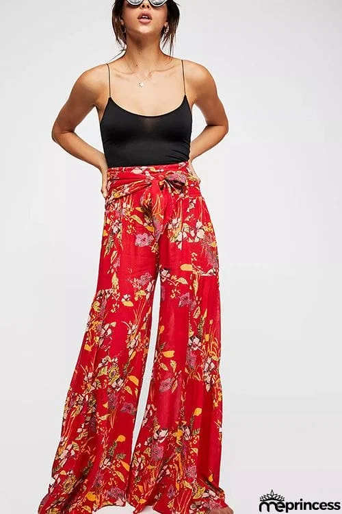 Print Belted Palazzo Pant