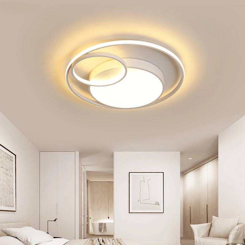 Modern LED Ceiling Lamp For Bedroom Study Room White Black Grey Frame Indoor Lighting Lights Lampadario Luminaria Lustres