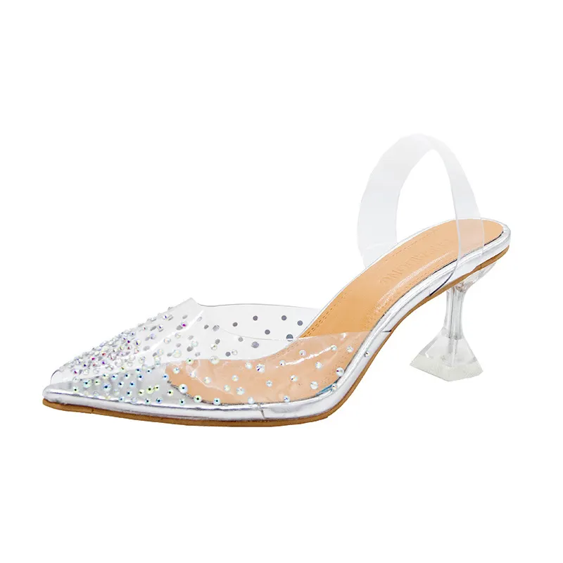 Breakj Breakj Transparent High-Heeled Sandals Women Wear High Heels In The Summer With A Water Drill Fish Mouth Shoes Fine High Heel Crystal Shoes