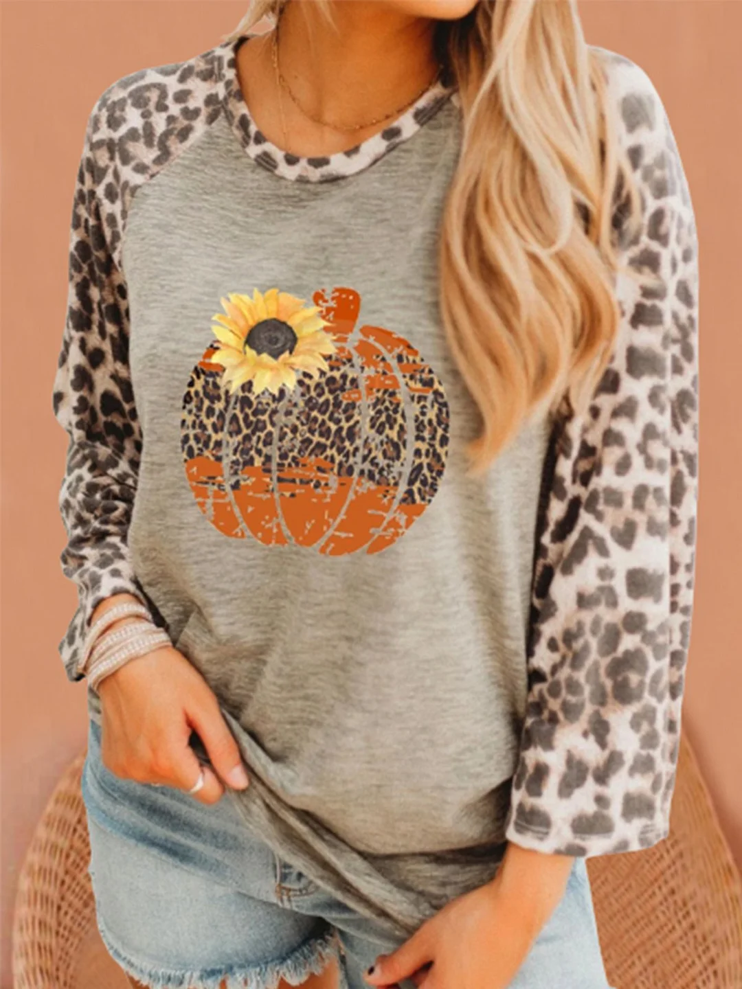 Women Casual Halloween Autumn Lightweight Micro-Elasticity Daily Jersey Best Sell H-Line T-shirt