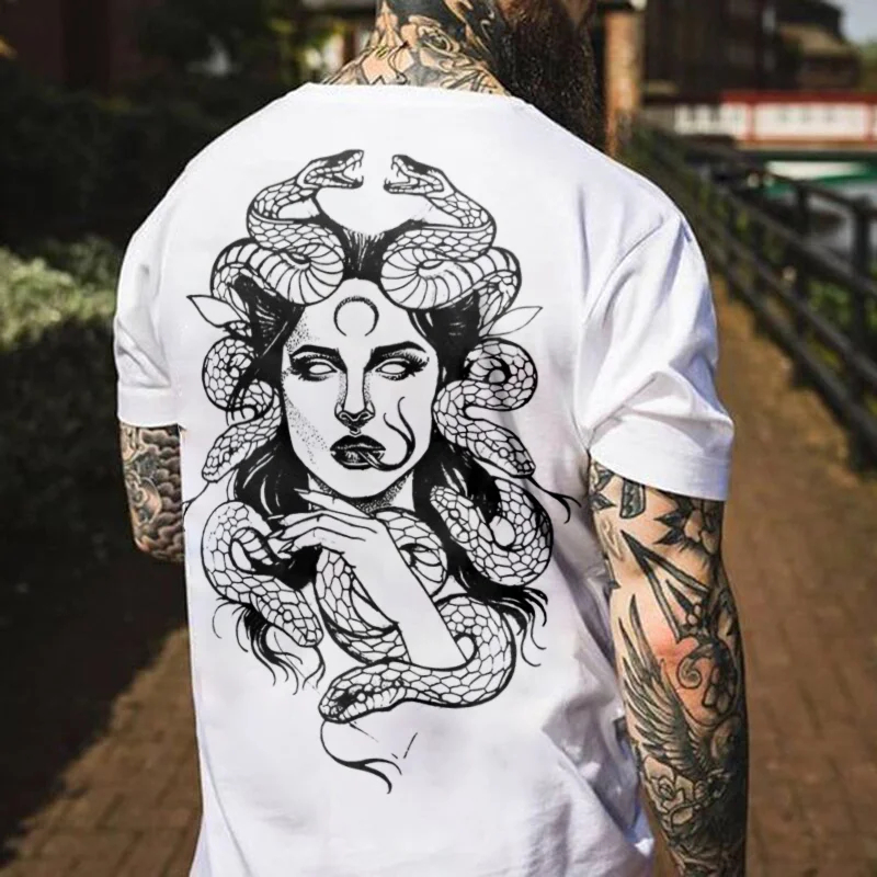 MEDUSA PORTRAIT Short Sleeves Designer White T-shirt