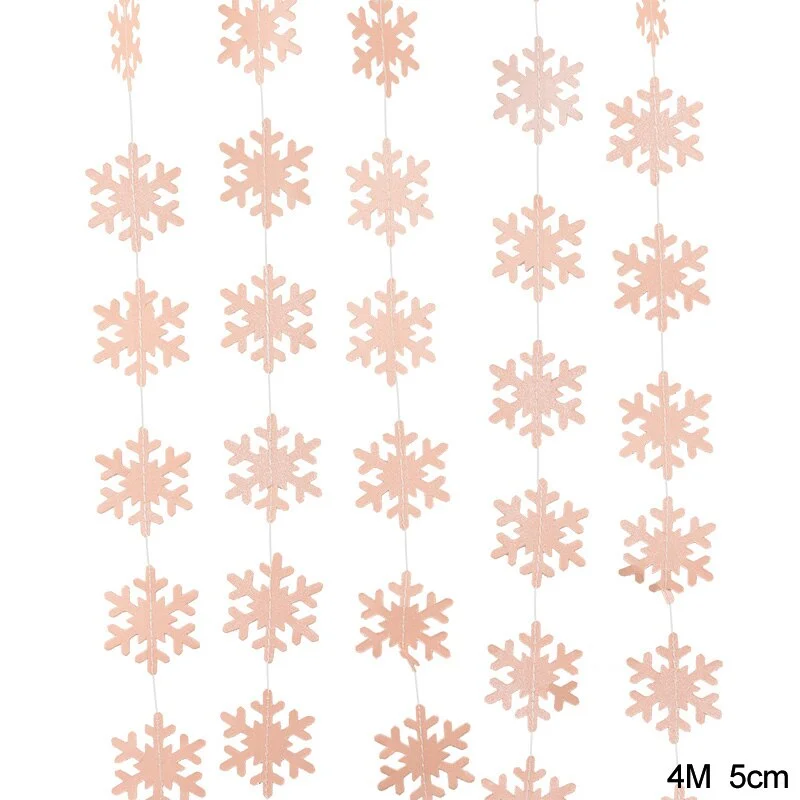 3D Artificial Snowflakes Paper Garland Banner Christmas Decorations for Home Winter Birthday Party Fake Snow New Year Ornaments
