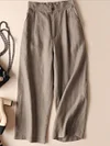 Cotton And Linen Wide-leg Casual Pants by Inlyline