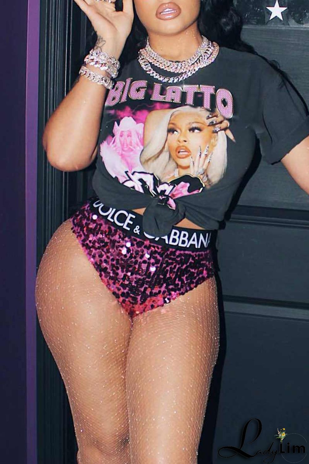 White Casual Print Split Joint O Neck T-Shirts