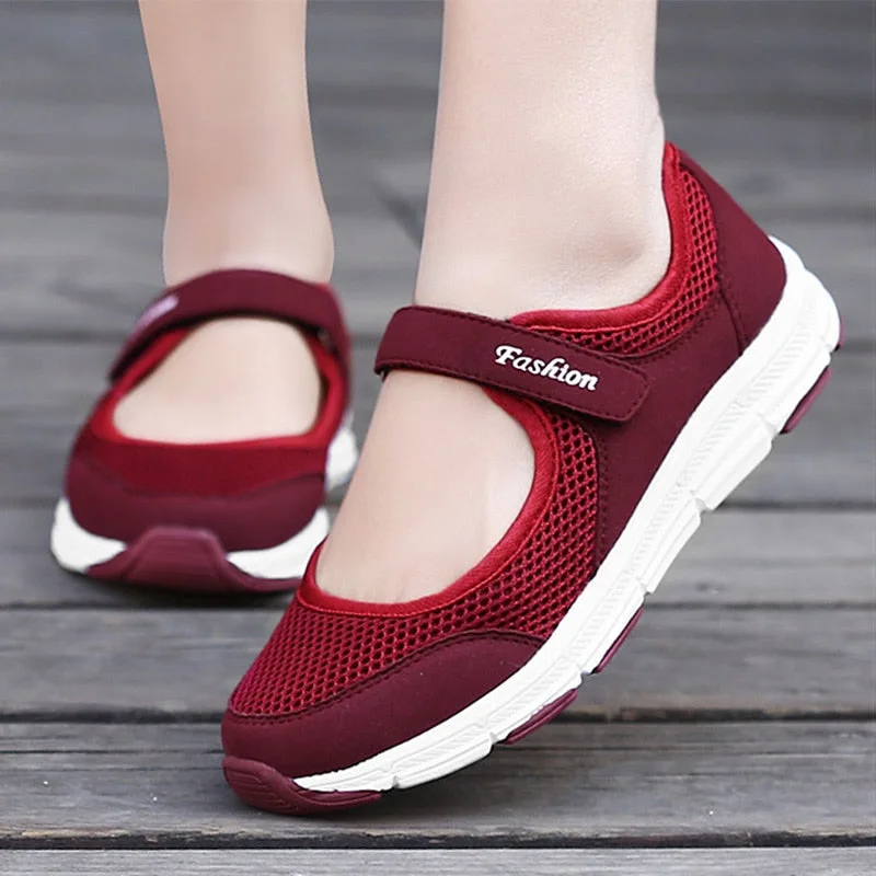 Women Flats Breathable White Shoes Women Lightweight Zapatillas Mujer Spring Autumn Flat Shoes Plus Size Casual Sneakers Female