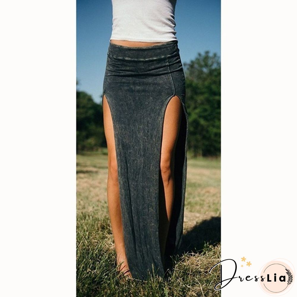 Summer New Women Long Skirts Solid Sexy Split Pencil Skirts