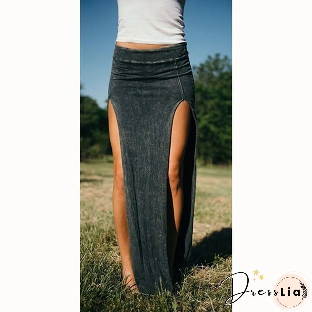 Summer New Women Long Skirts Solid Sexy Split Pencil Skirts