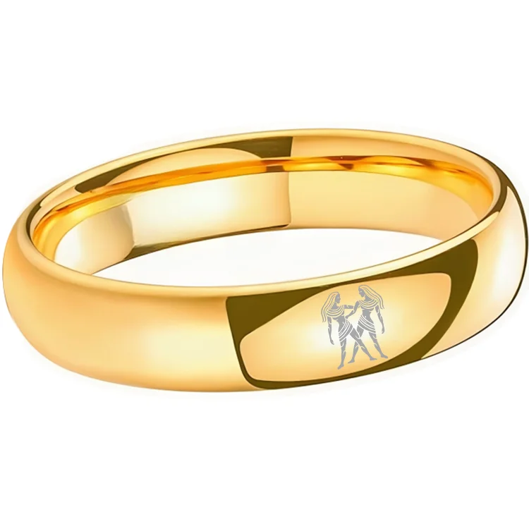 Womens Or Mens Gemini Tungsten Carbide Wedding Rings Gold Domed Top Couples Bands 4MM 6MM 8MM Width