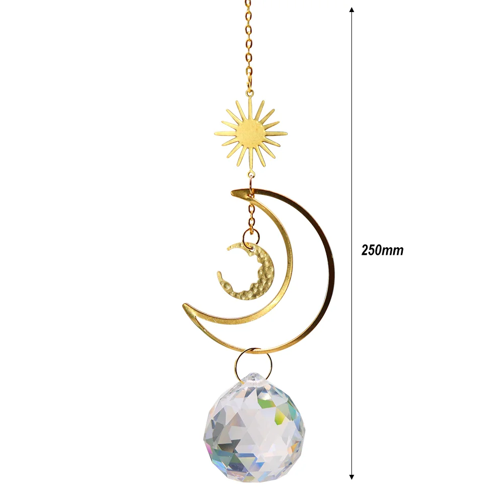 Moon Sun Ball Crystal Suncatcher Hanging Metal Pendant Garden Decor (19)