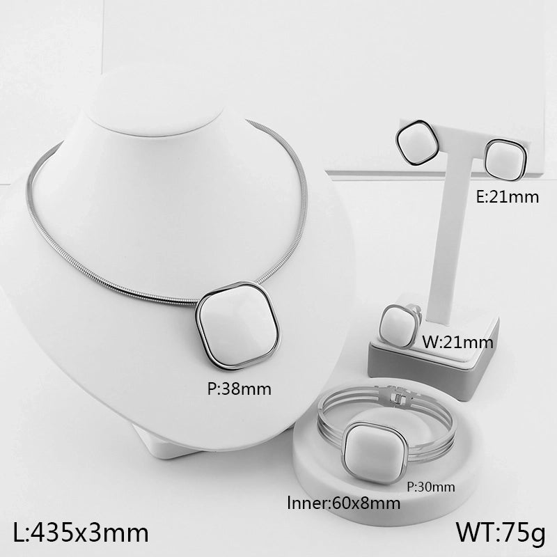 Minimalist Square 304 Stainless Steel 18K Gold Plated Jewelry Set