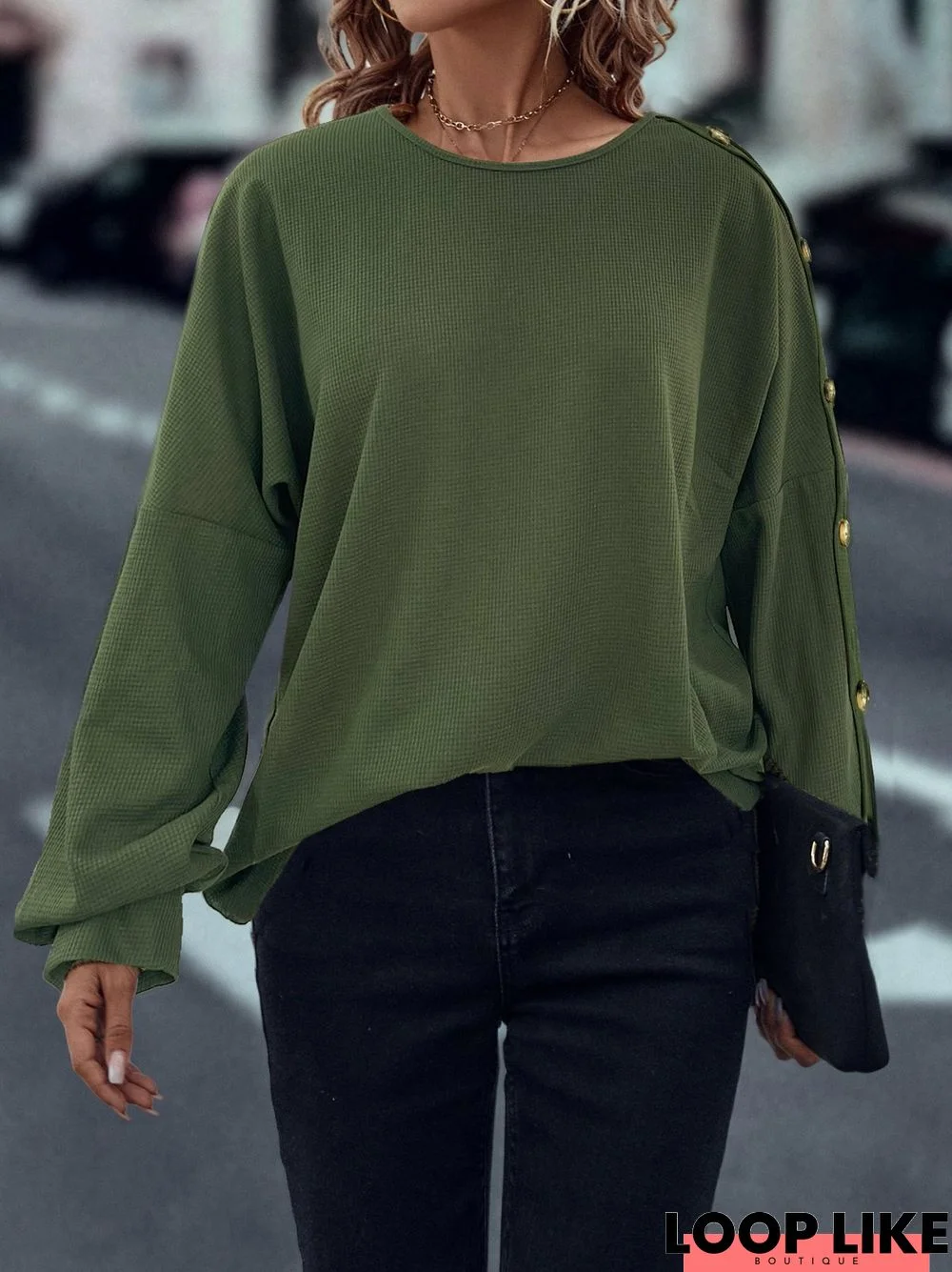 Casual Crew Neck Loose Sweatshirt