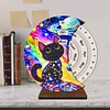 Black Cat Diamond Painting Unique Wooden Rotating Calendar for Home Office
