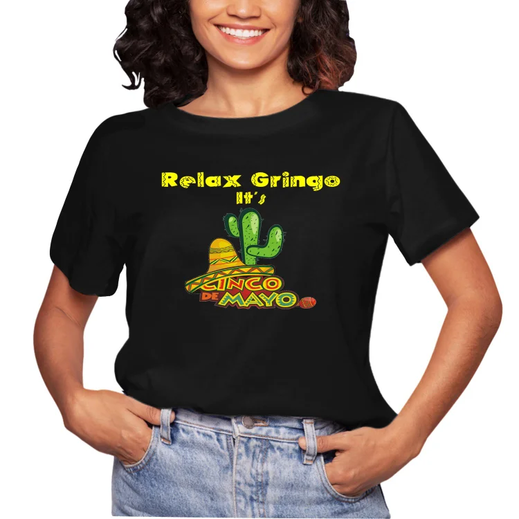 Women Casual Tee Funny Relax Gringo Its Cinco De Mayo Shirt For Men - Heather Prints Shirts