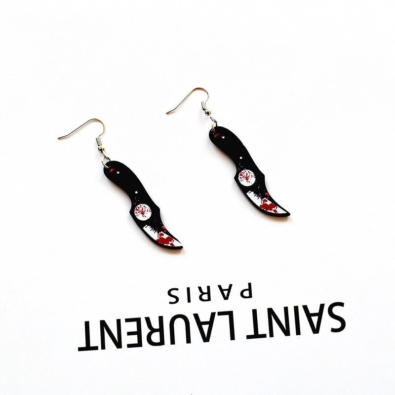 Halloween Novelty Knife Arylic Festival Earrings