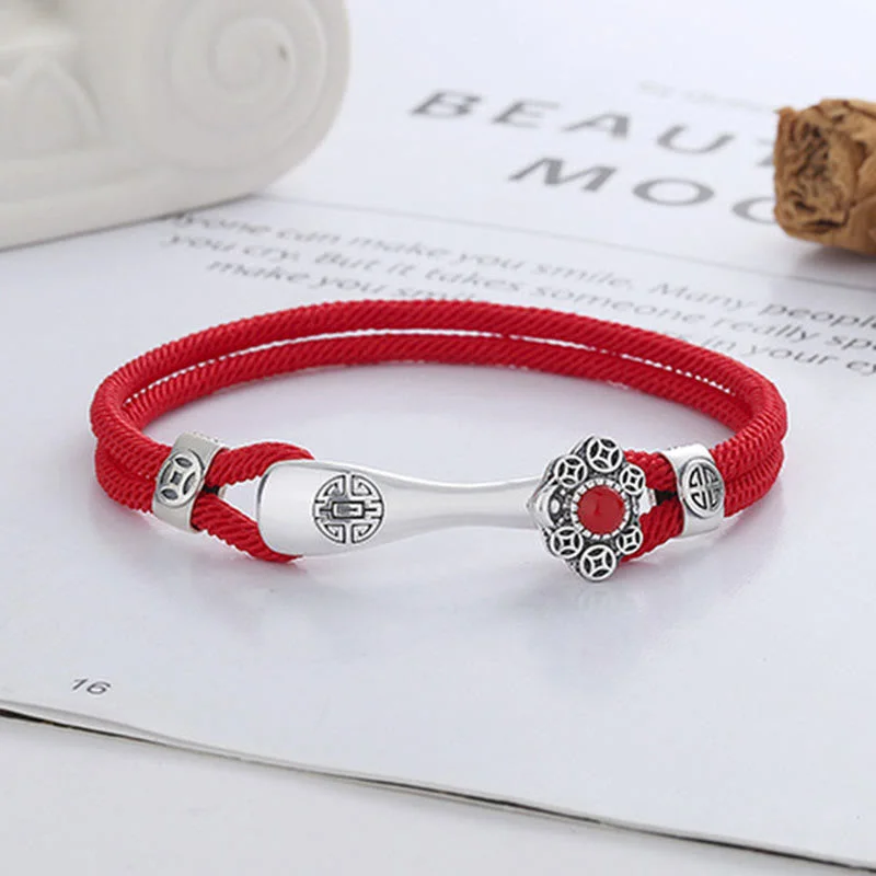 Red Agate Wish Ruyi Handle Protection Red String Braided Bracelet