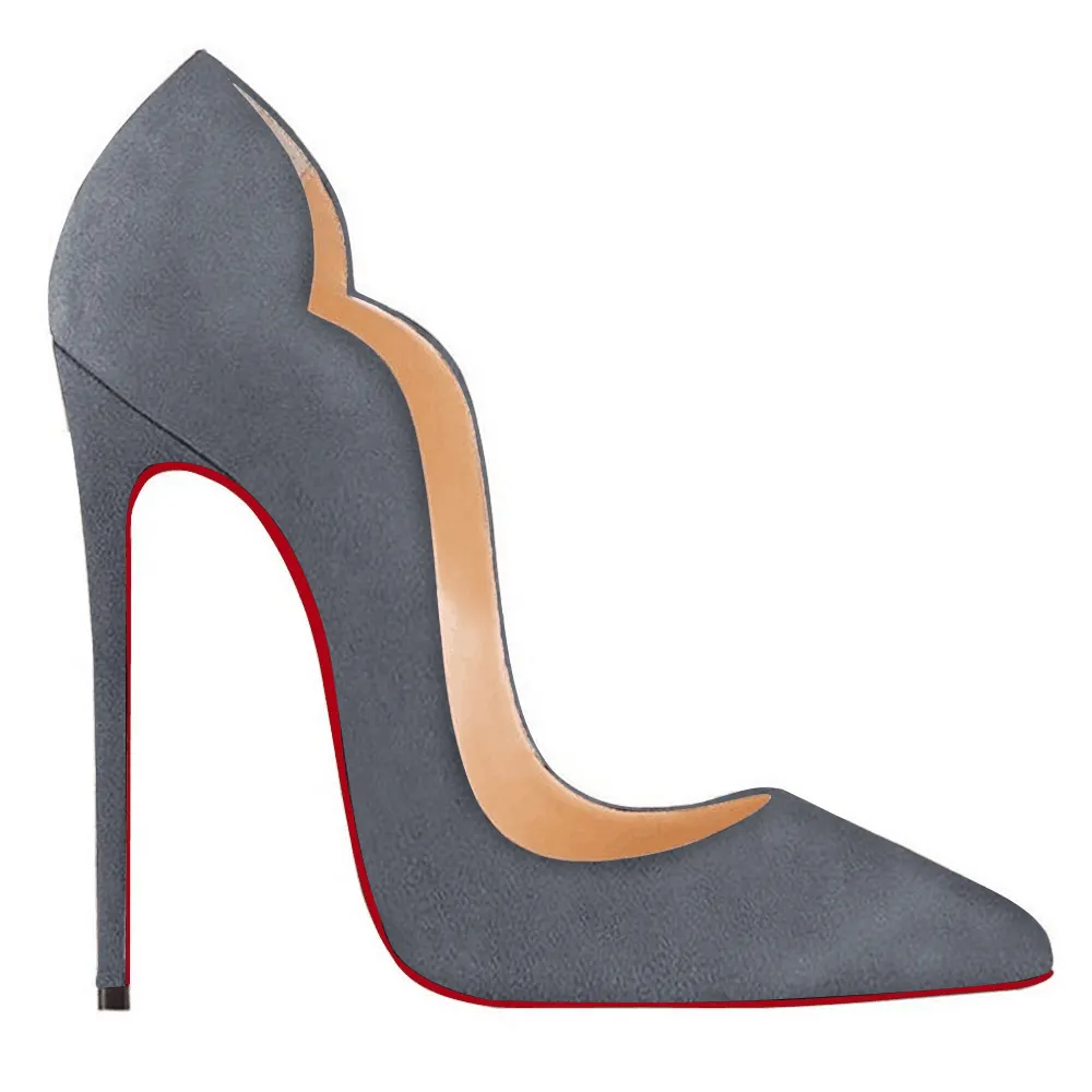 120mm Women's High Heels for Party Wedding Grey Suede Pumps-vocosishoes