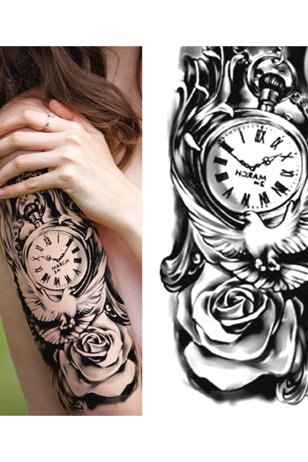  Forest Tattoo Sticker For Men Women Children Tiger Wolf Death Skull Temporary Tattoo Fake Henna Skeleton King Animal Tatoo 921-1