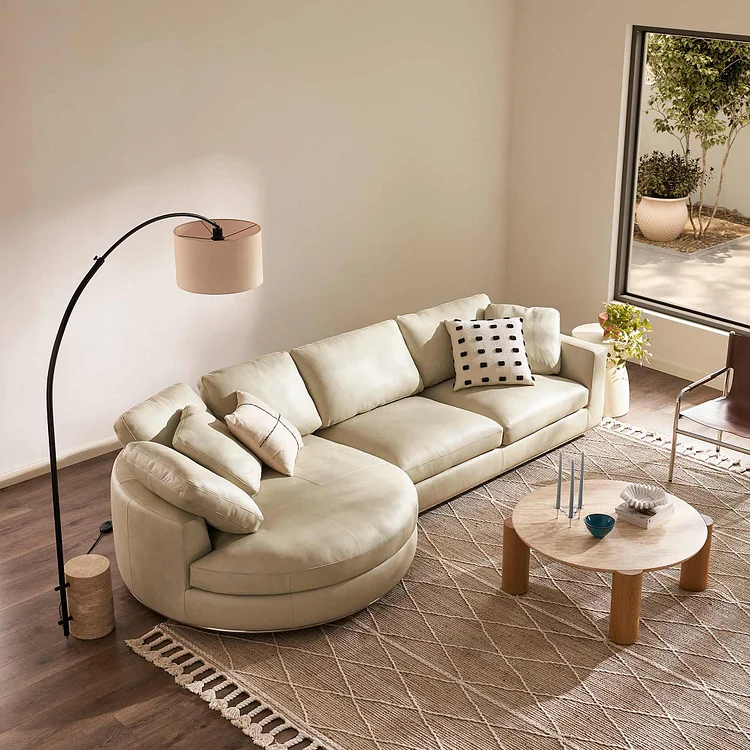 Hamilton Leather Round Chaise Sectional Sofa