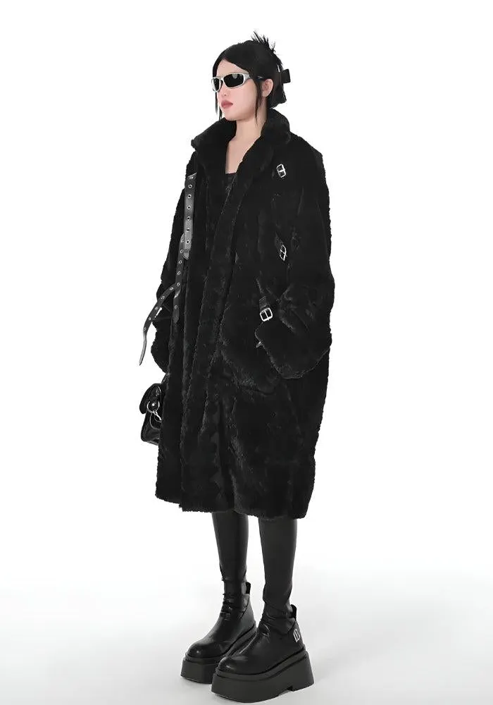 Brownm Faux Fur Fluffy Long Jacket