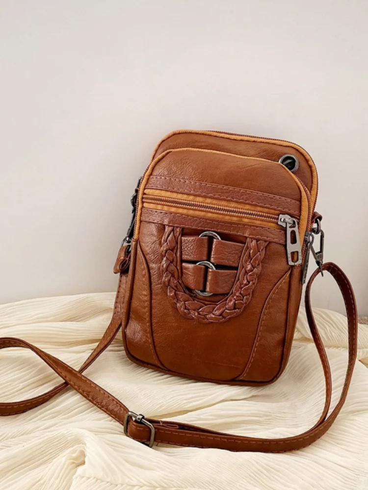 Vintage Buckle Washed Leather Mini Bag